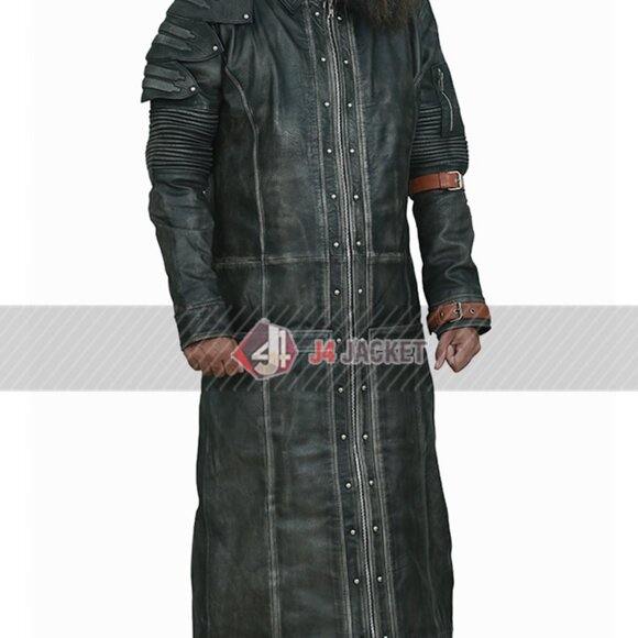 Playerunknowns Battlegrounds Black Distressed Leather Trench Coat - Picture 4 of 10